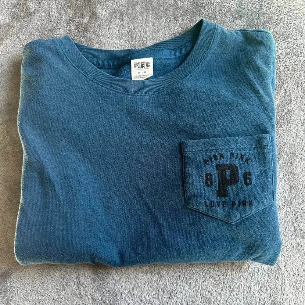 Victoria Secret PINK Women’s Teal Pullover Sweatshirt Size Medium